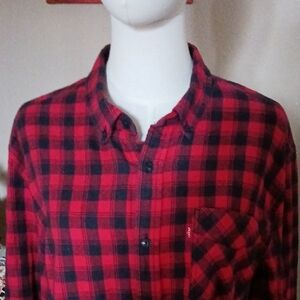 Levi's Red and Black Plaid Button Down Shirt